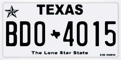 TX license plate BDO4015