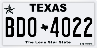 TX license plate BDO4022