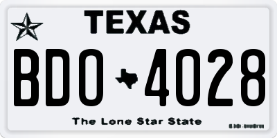 TX license plate BDO4028