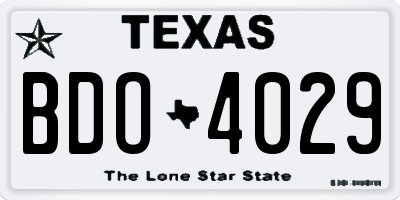 TX license plate BDO4029