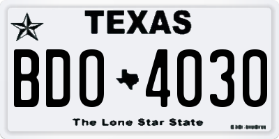 TX license plate BDO4030