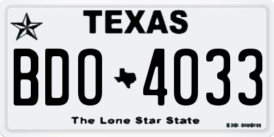 TX license plate BDO4033