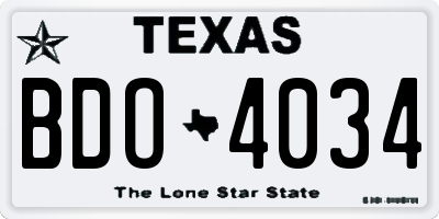 TX license plate BDO4034