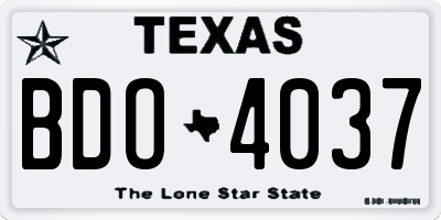 TX license plate BDO4037
