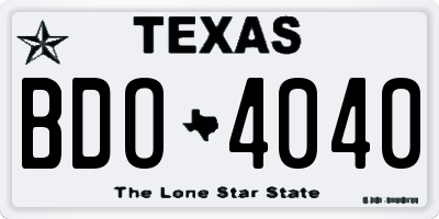 TX license plate BDO4040