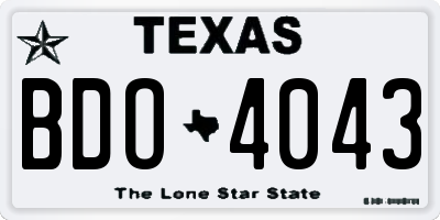 TX license plate BDO4043