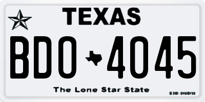 TX license plate BDO4045