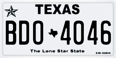 TX license plate BDO4046