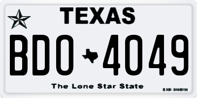 TX license plate BDO4049