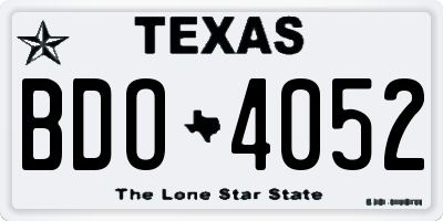 TX license plate BDO4052