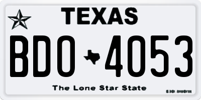 TX license plate BDO4053
