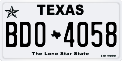 TX license plate BDO4058