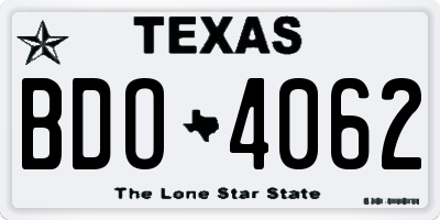 TX license plate BDO4062
