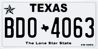 TX license plate BDO4063