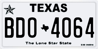 TX license plate BDO4064