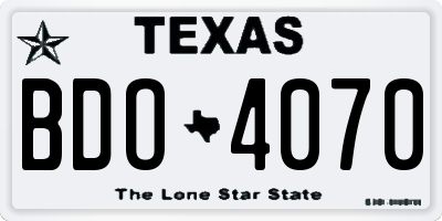 TX license plate BDO4070