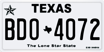 TX license plate BDO4072
