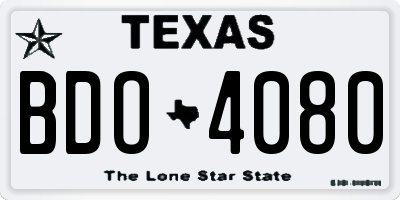 TX license plate BDO4080