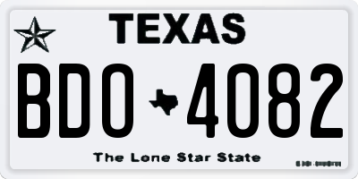 TX license plate BDO4082