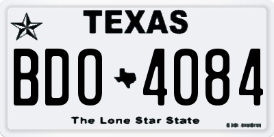TX license plate BDO4084