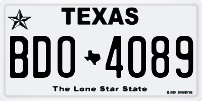 TX license plate BDO4089