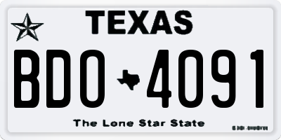 TX license plate BDO4091
