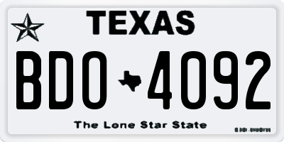 TX license plate BDO4092