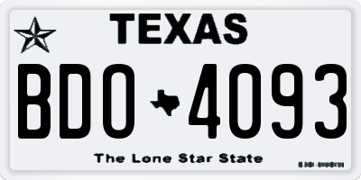 TX license plate BDO4093