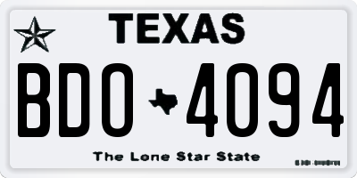 TX license plate BDO4094