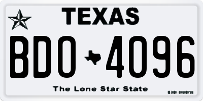 TX license plate BDO4096