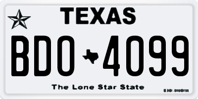 TX license plate BDO4099