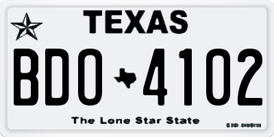 TX license plate BDO4102