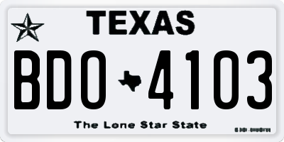 TX license plate BDO4103