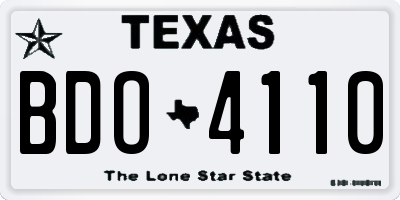 TX license plate BDO4110