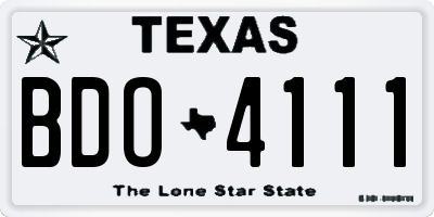 TX license plate BDO4111