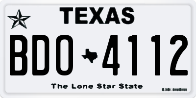 TX license plate BDO4112