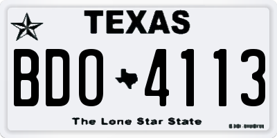 TX license plate BDO4113