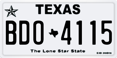 TX license plate BDO4115
