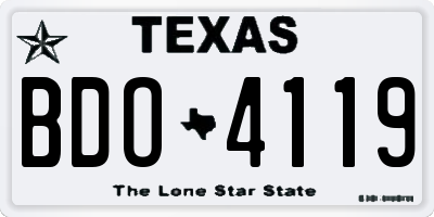 TX license plate BDO4119