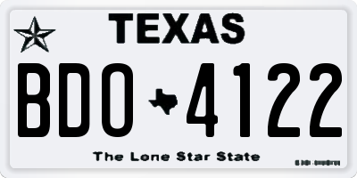 TX license plate BDO4122