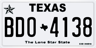 TX license plate BDO4138