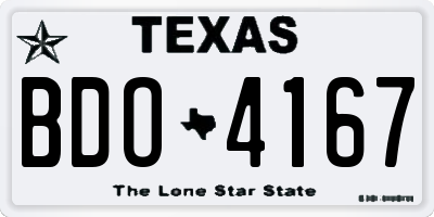 TX license plate BDO4167