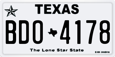 TX license plate BDO4178
