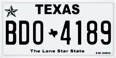 TX license plate BDO4189