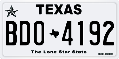 TX license plate BDO4192