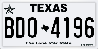 TX license plate BDO4196