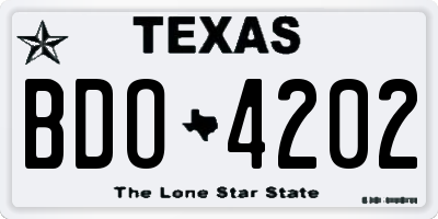 TX license plate BDO4202