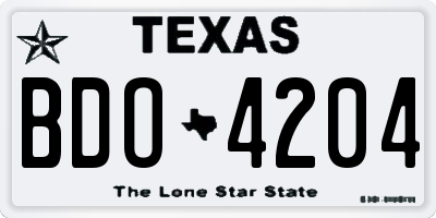 TX license plate BDO4204
