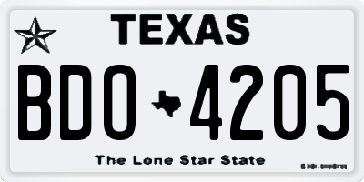 TX license plate BDO4205