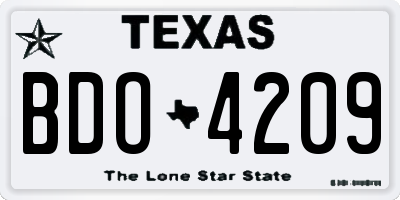 TX license plate BDO4209